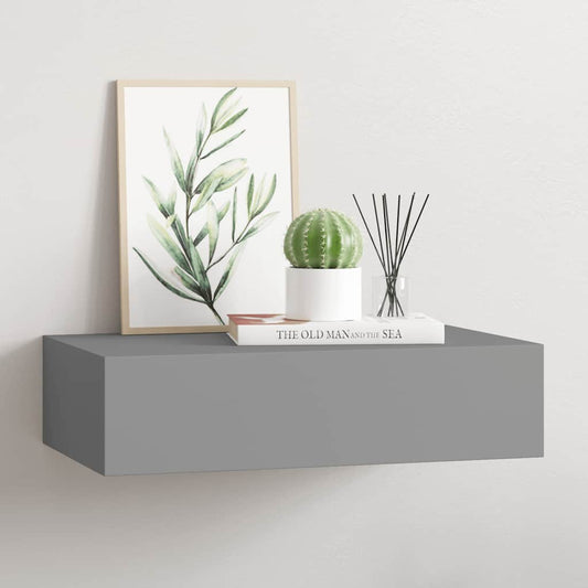 Scaffale con Cassetti da Parete Grigio 40x23,5x10 cm in MDF | homemem39