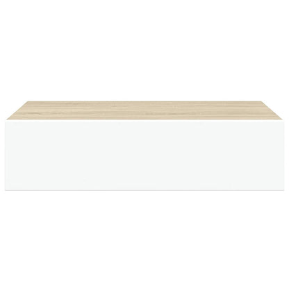 Mensola a muro con cassetti in rovere e bianco 40x23,5x10 cm MDF | homemem39