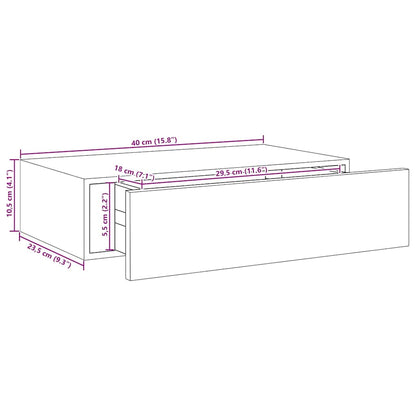 Scaffale con Cassetti da Parete Grigio Cemento 40x23,5x10cm MDF | homemem39