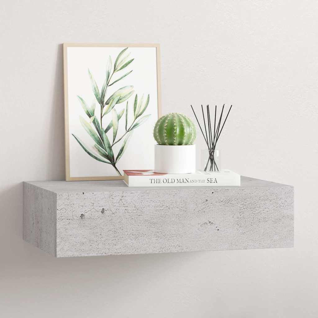 Scaffale con Cassetti da Parete Grigio Cemento 40x23,5x10cm MDF | homemem39