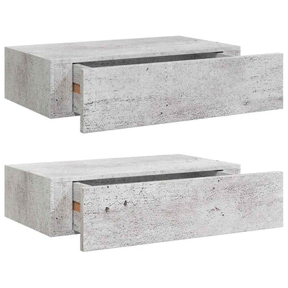 Scaffali con Cassetti 2 pz Grigio Cemento 40x23,5x10 cm in MDF | homemem39