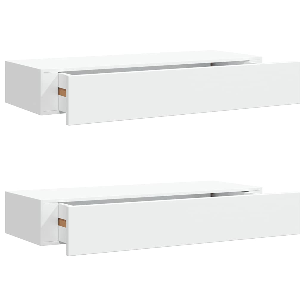 Scaffali con Cassetti da Parete 2 pz Bianchi 60x23,5x10 cm MDF | homemem39