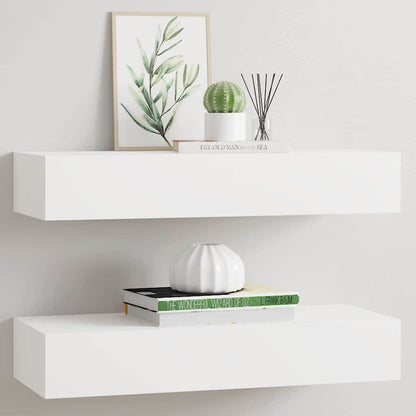 Scaffali con Cassetti da Parete 2 pz Bianchi 60x23,5x10 cm MDF