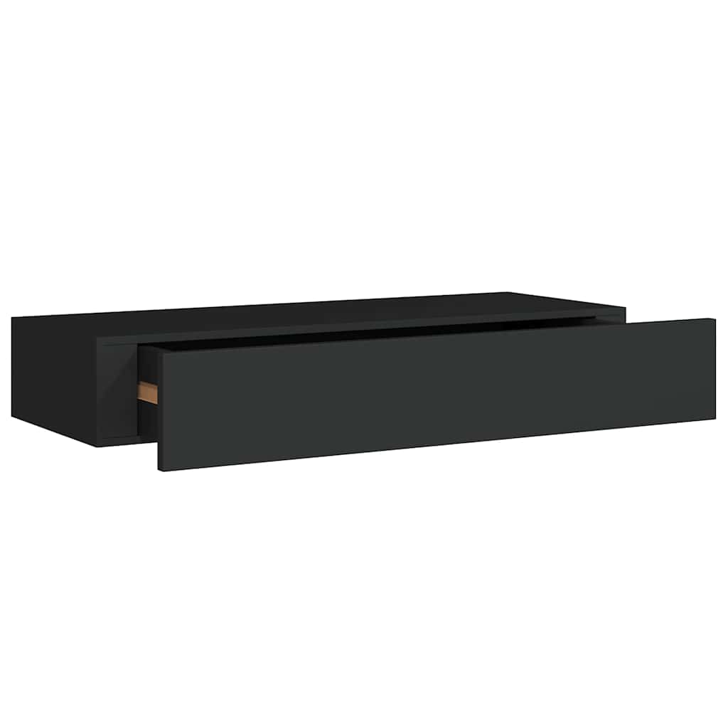 Scaffale con Cassetti da Parete Nero 60x23,5x10 cm in MDF | homemem39