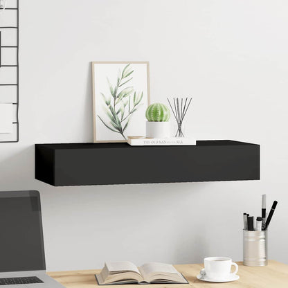 Scaffale con Cassetti da Parete Nero 60x23,5x10 cm in MDF | homemem39