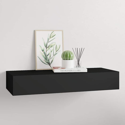 Scaffale con Cassetti da Parete Nero 60x23,5x10 cm in MDF | homemem39