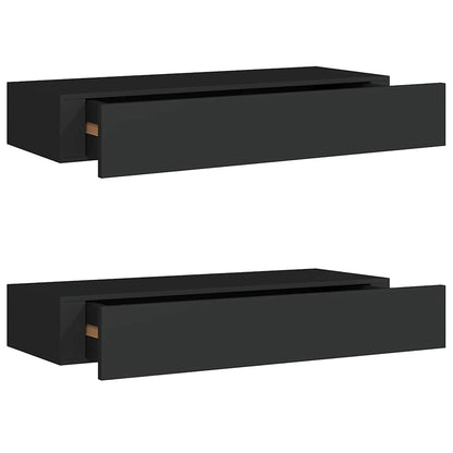 Scaffali con Cassetti da Parete 2 pz Neri MDF