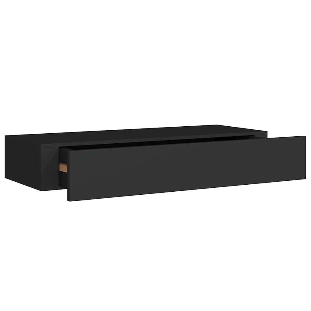 Scaffali con Cassetti da Parete 2 pz Neri 60x23,5x10 cm MDF | homemem39
