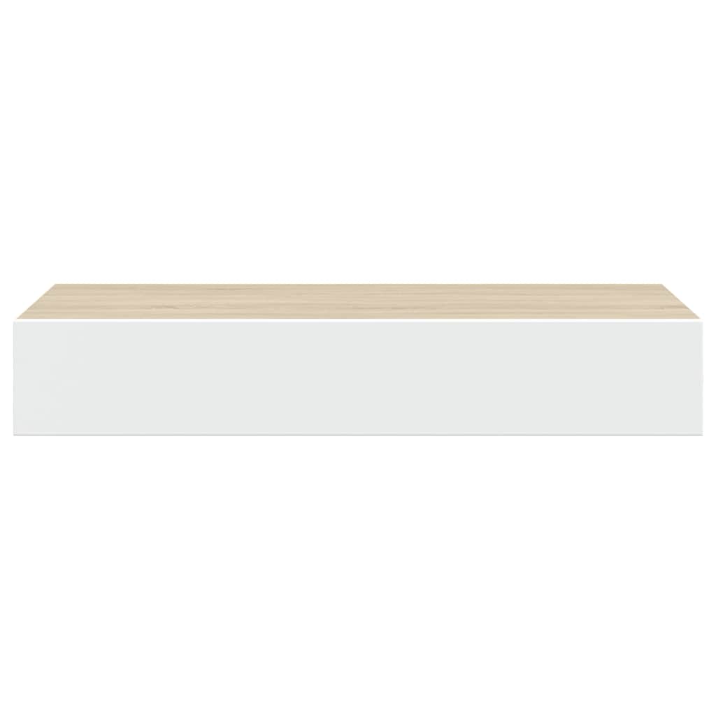 Mensola a muro con cassetti in rovere e bianco MDF