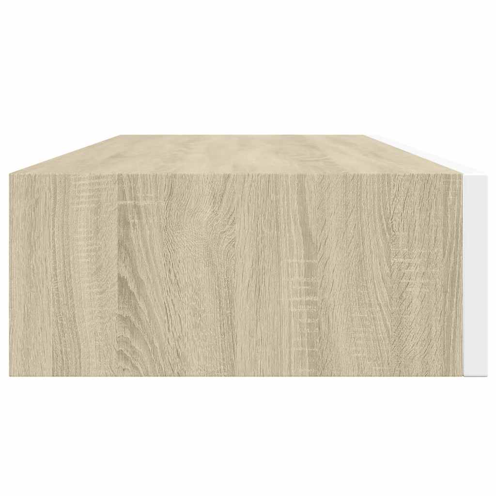 Mensola a muro con cassetti in rovere e bianco MDF