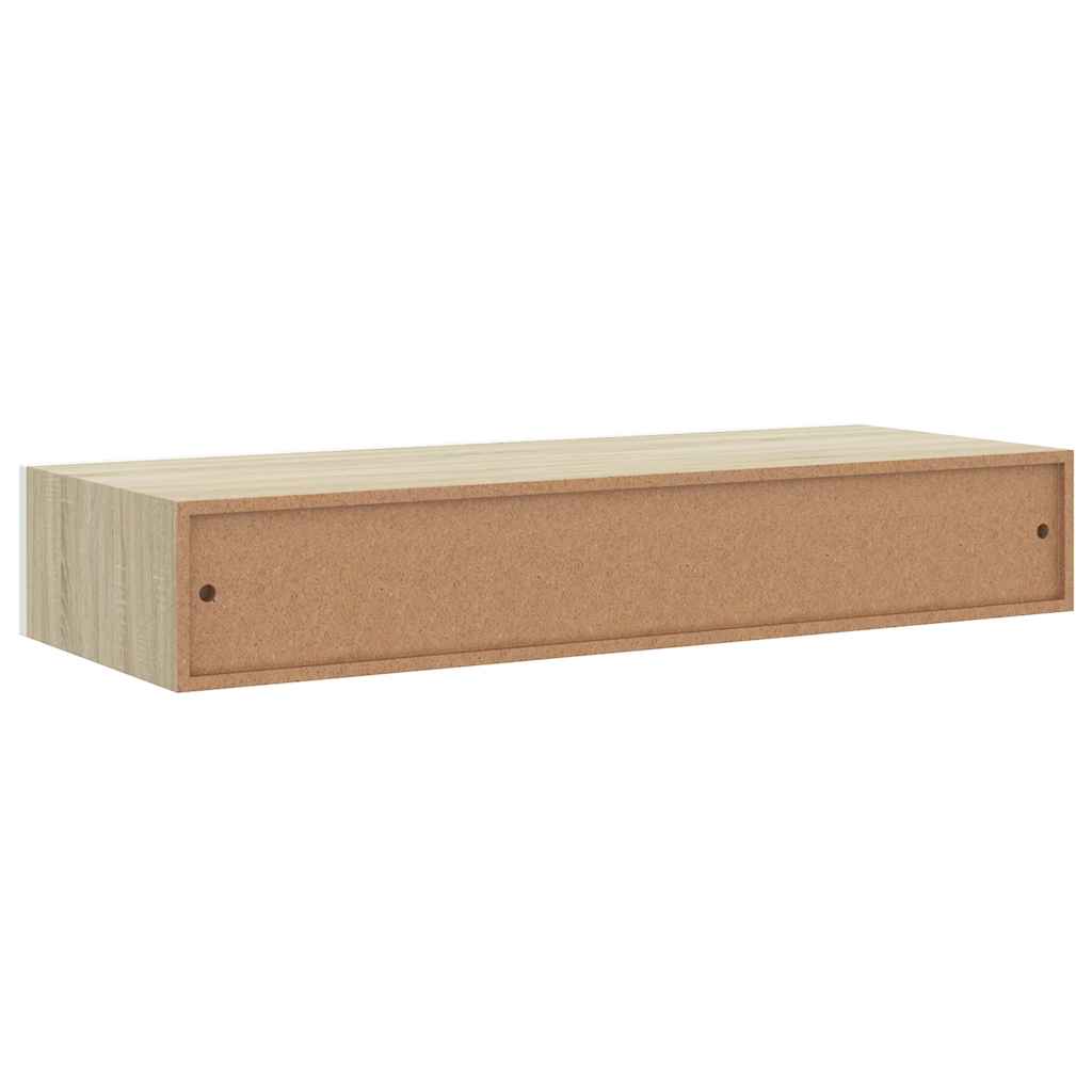 Mensola a muro con cassetti in rovere e bianco 60x23,5x10 cm MDF