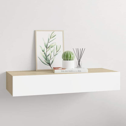 Mensola a muro con cassetti in rovere e bianco MDF