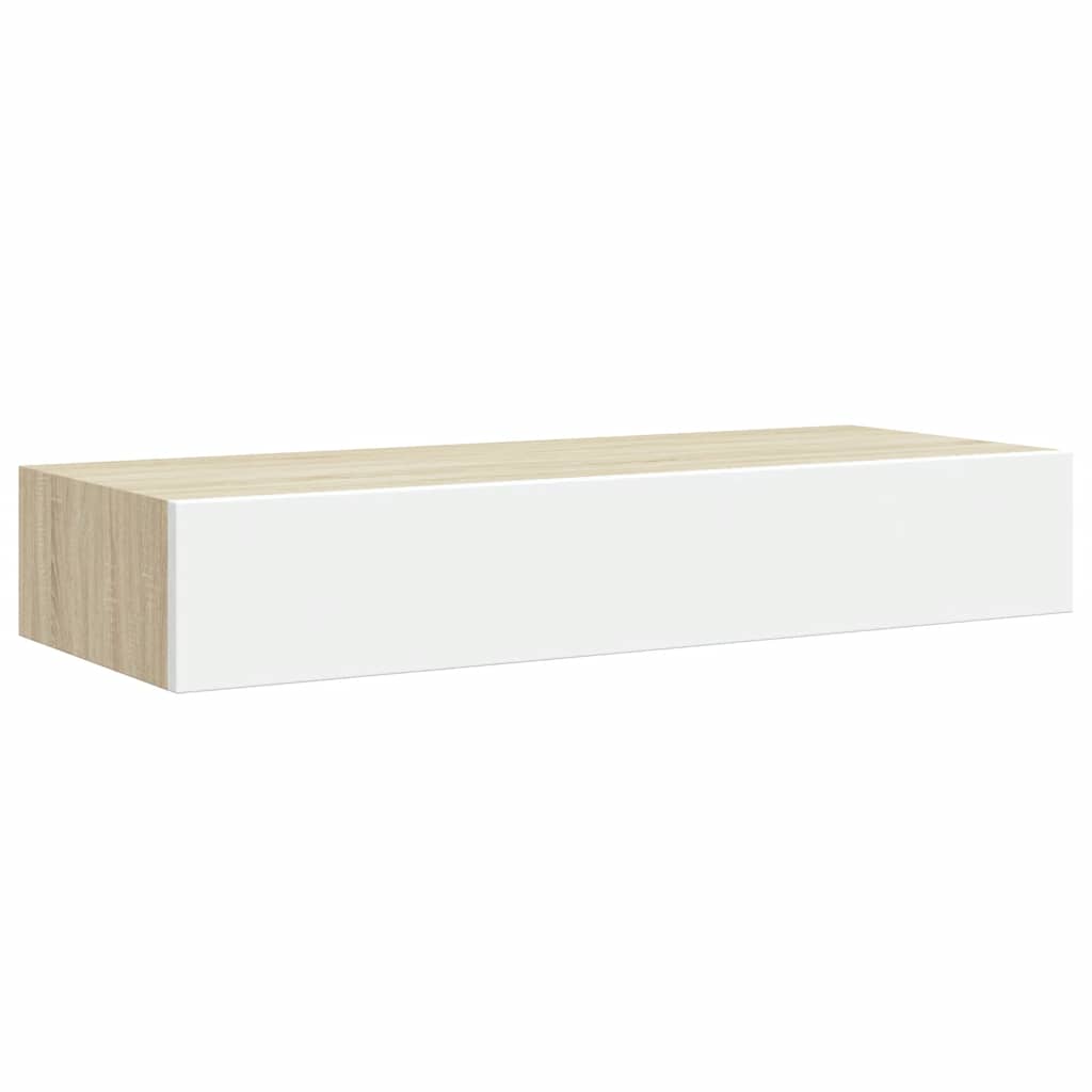 Scaffali a muro con cassetti 2 pz rovere e bianco 60x23,5x10 cm MDF | homemem39