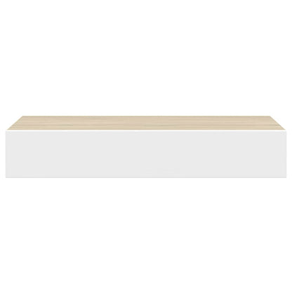 Scaffali a muro con cassetti 2 pz rovere e bianco 60x23,5x10 cm MDF | homemem39