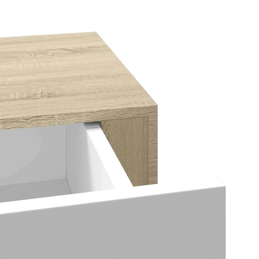 Scaffali a muro con cassetti 2 pz rovere e bianco 60x23,5x10 cm MDF | homemem39