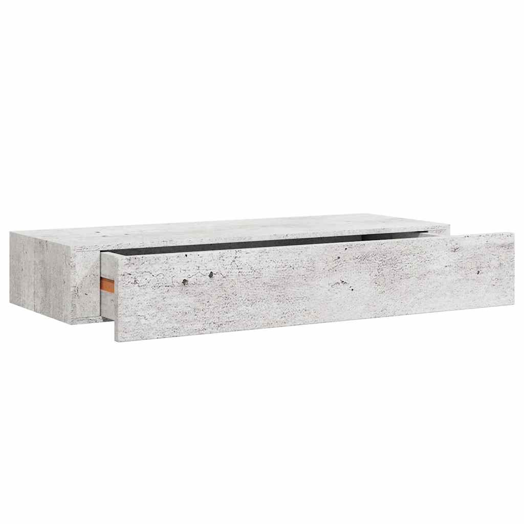 Scaffale con Cassetti da Parete Grigio Cemento 60x23,5x10cm MDF | homemem39