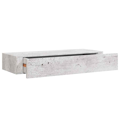 Scaffale con Cassetti da Parete Grigio Cemento 60x23,5x10cm MDF