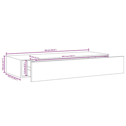 Scaffale con Cassetti da Parete Grigio Cemento 60x23,5x10cm MDF | homemem39
