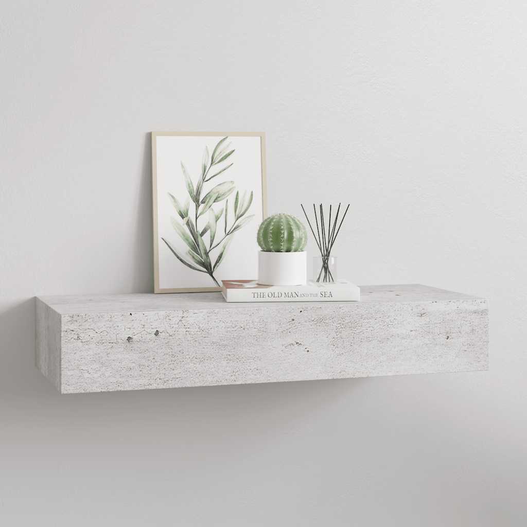 Scaffale con Cassetti da Parete Grigio Cemento 60x23,5x10cm MDF | homemem39