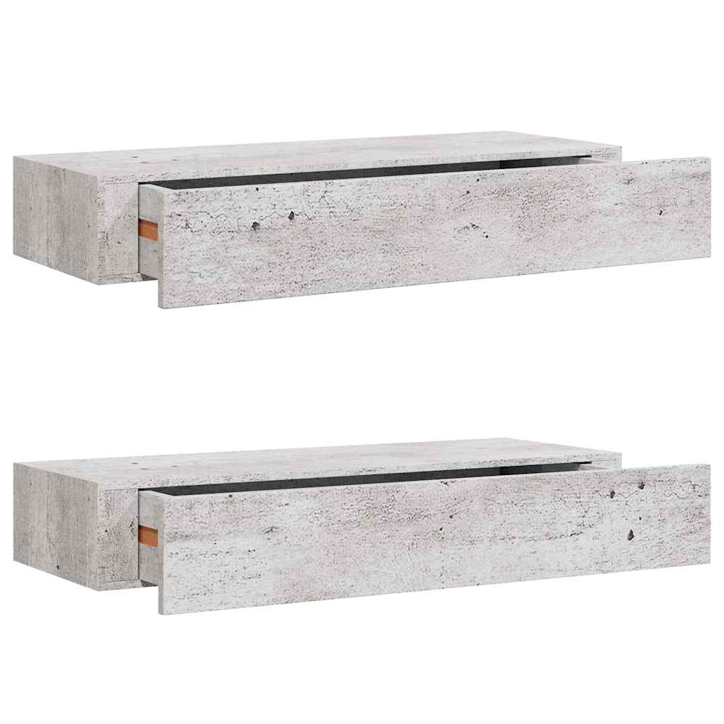 Scaffali con Cassetti 2 pz Grigio Cemento 60x23,5x10 cm in MDF