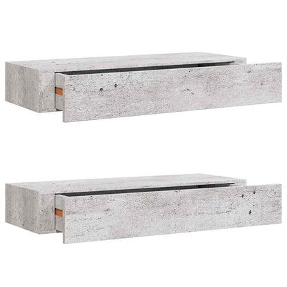 Scaffali con Cassetti 2 pz Grigio Cemento 60x23,5x10 cm in MDF