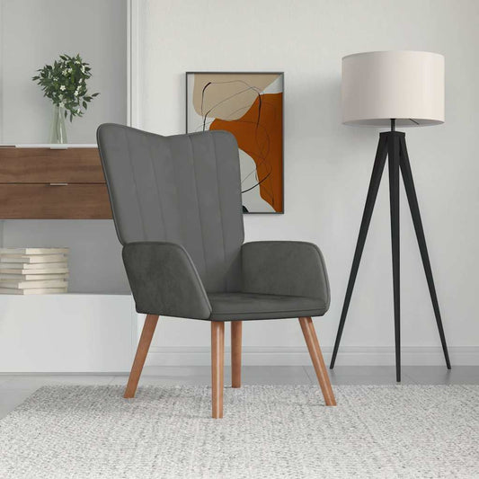 Poltrona Relax Grigio Scuro in Velluto | homemem39