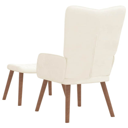 Poltrona Relax con Poggiapiedi Bianco Crema in Velluto | homemem39