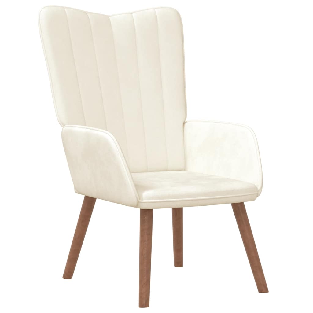 Poltrona Relax con Poggiapiedi Bianco Crema in Velluto | homemem39