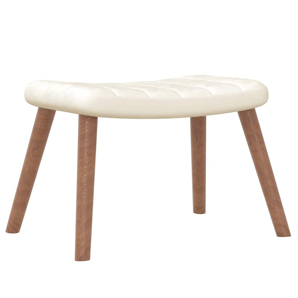 Poltrona Relax con Poggiapiedi Bianco Crema in Velluto | homemem39