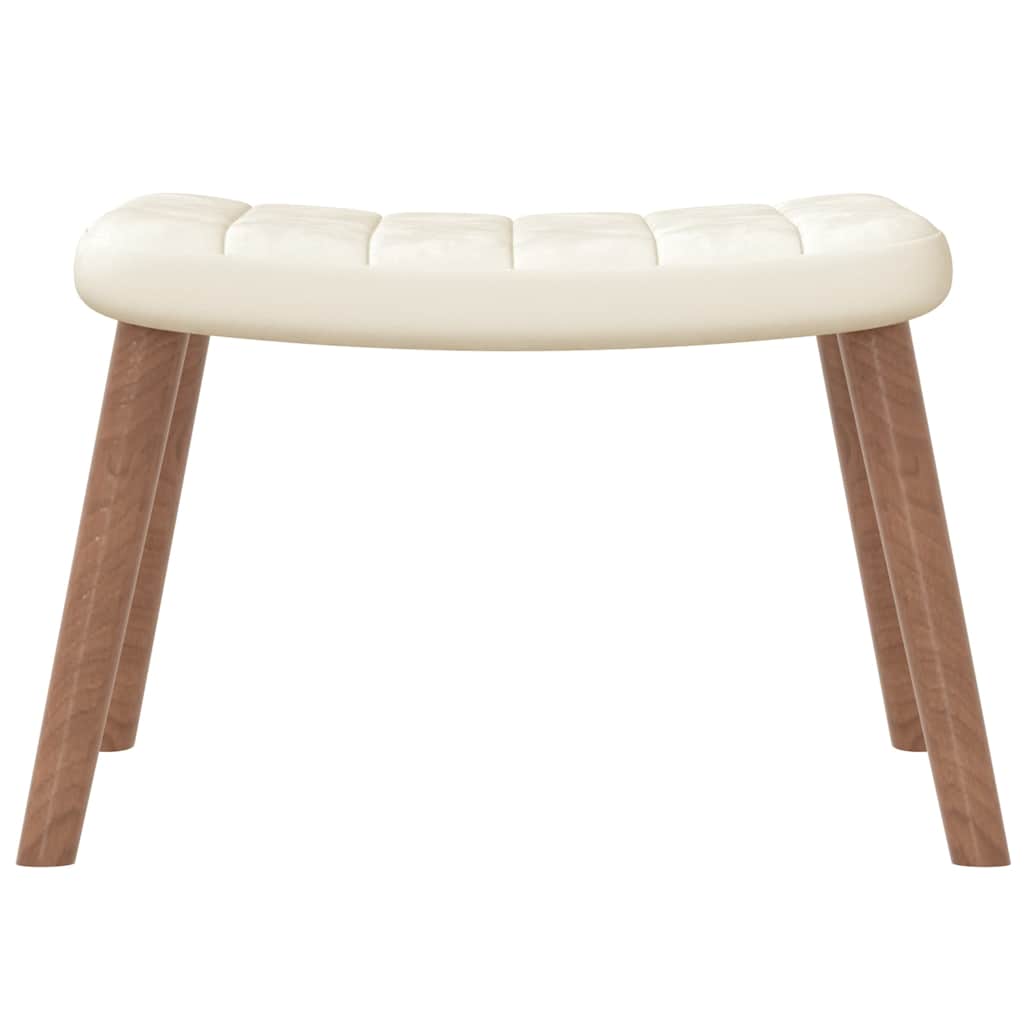 Poltrona Relax con Poggiapiedi Bianco Crema in Velluto | homemem39