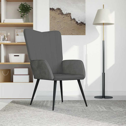 Sedia Relax Grigio Scuro in Velluto | homemem39