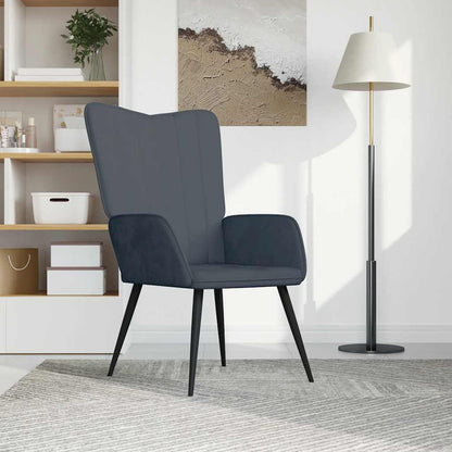 Sedia Relax Grigio Scuro in Velluto - homemem39