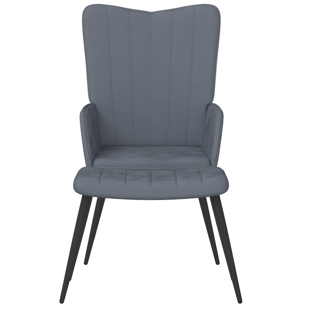 Poltrona Relax con Sgabello Grigio Scuro in Velluto - homemem39