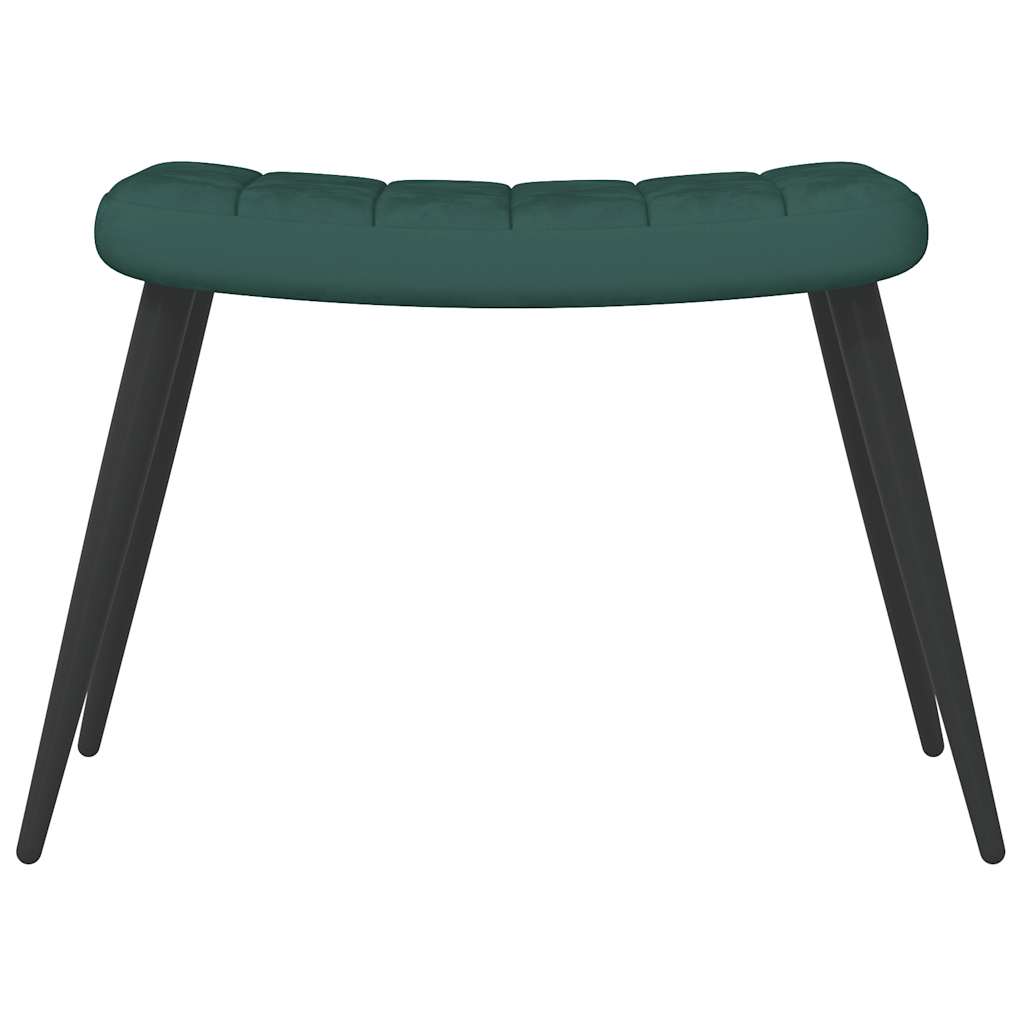 Poltrona Relax con Sgabello Verde Scuro in Velluto - homemem39