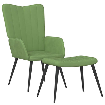Poltrona Relax con Sgabello Verde Chiaro in Velluto | homemem39