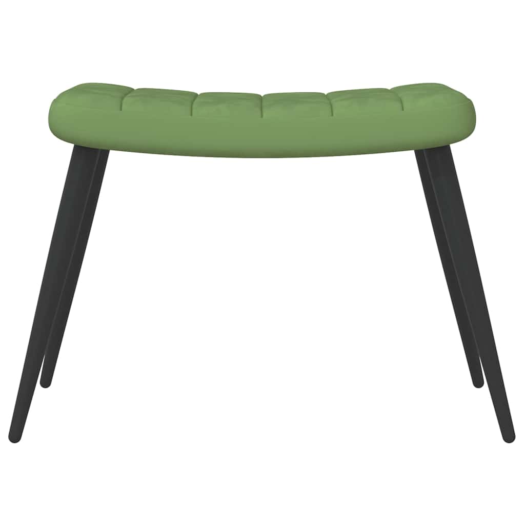Poltrona Relax con Sgabello Verde Chiaro in Velluto