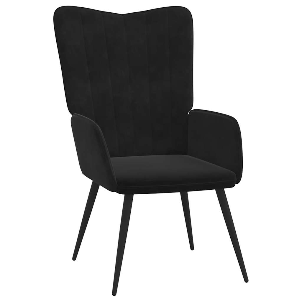 Poltrona Relax con Sgabello Nero in Velluto | homemem39