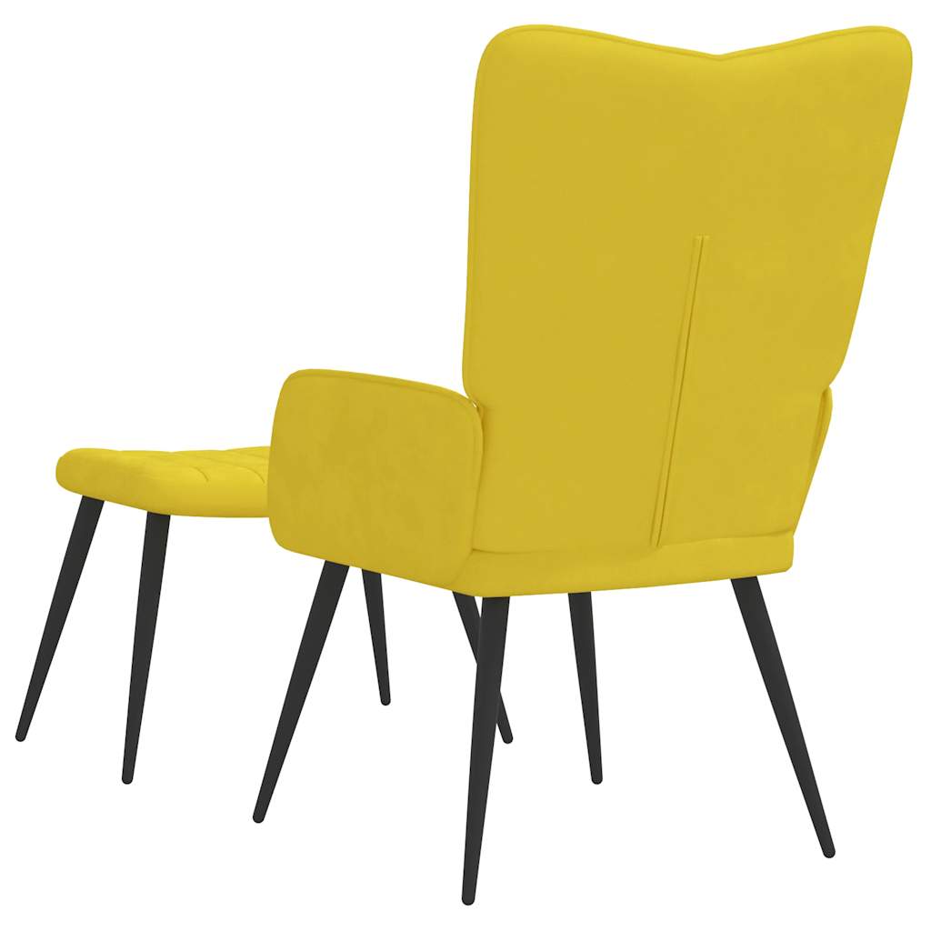 Poltrona Relax con Sgabello Giallo Senape in Velluto - homemem39