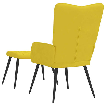 Poltrona Relax con Sgabello Giallo Senape in Velluto - homemem39
