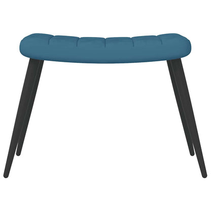 Poltrona Relax con Sgabello Blu in Velluto - homemem39