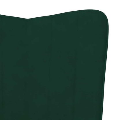 Poltrona a Dondolo con Poggiapiedi Verde Scuro in Velluto