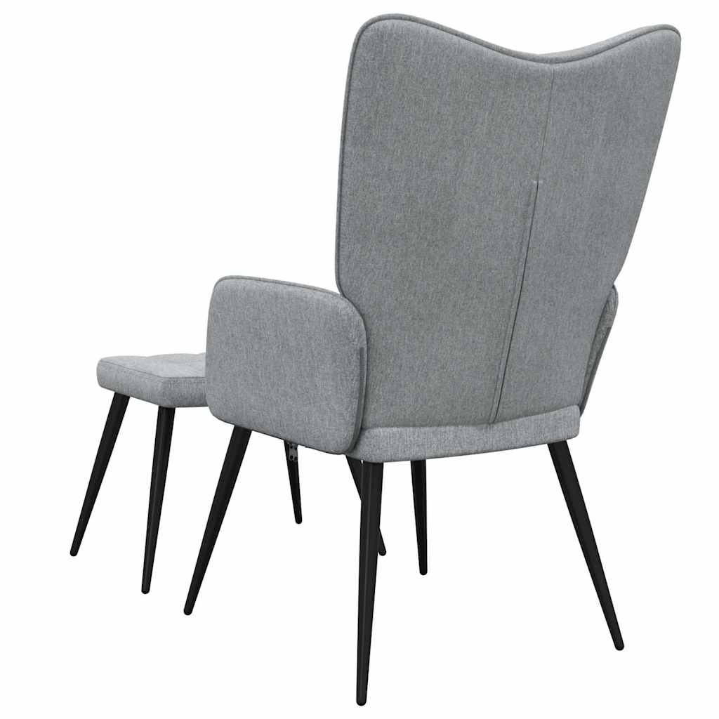 Poltrona Relax con Poggiapiedi Grigio Chiaro in Tessuto | homemem39