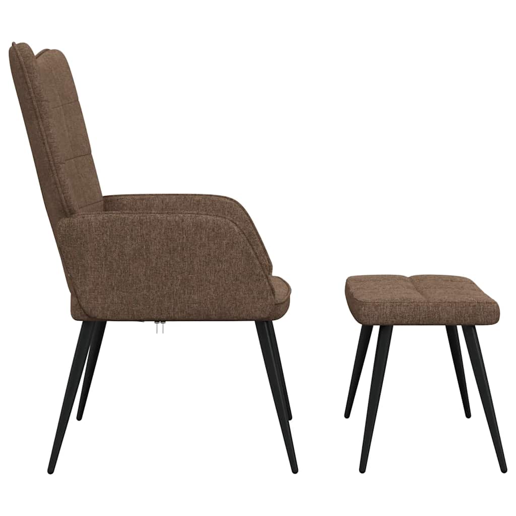 Sedia Relax con Sgabello Marrone in Tessuto | homemem39
