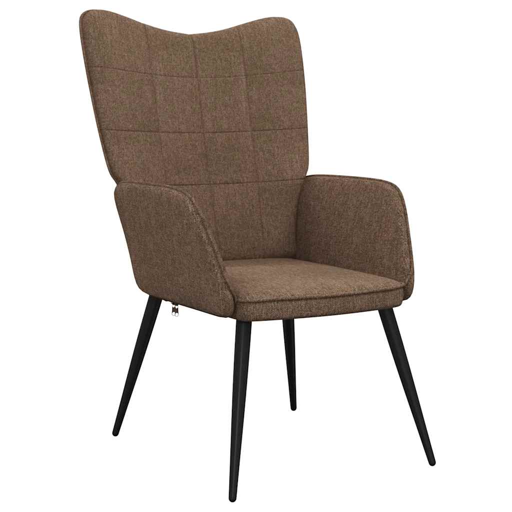 Sedia Relax con Sgabello Marrone in Tessuto | homemem39