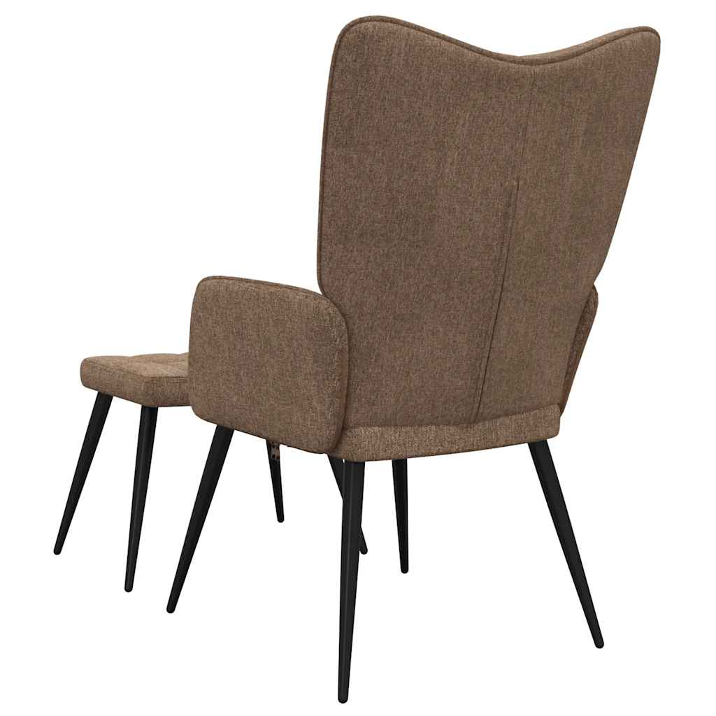Sedia Relax con Sgabello Marrone in Tessuto | homemem39