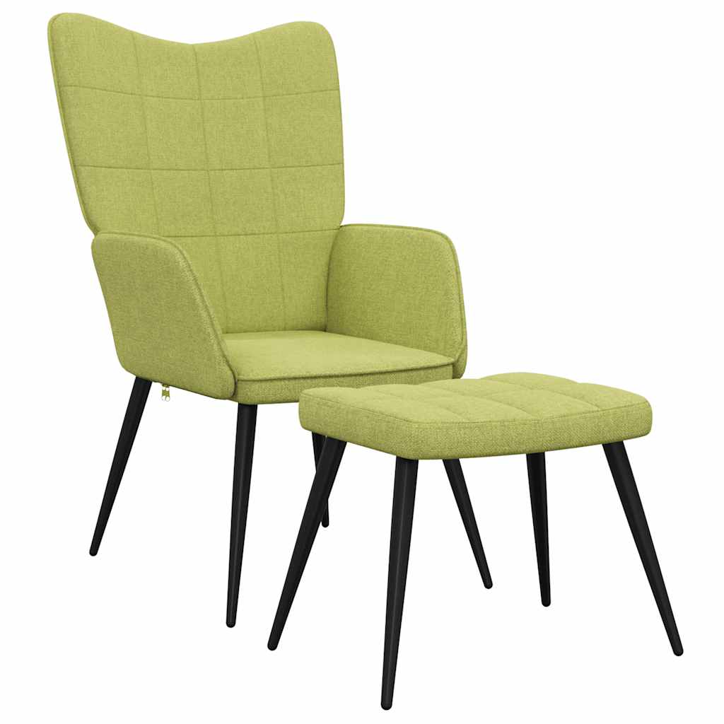 Sedia Relax con Sgabello Verde in Tessuto | homemem39