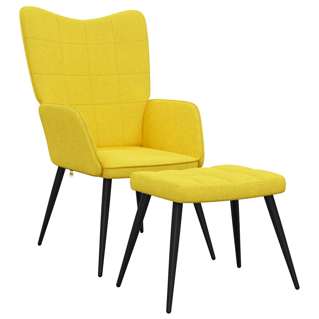 Sedia Relax con Sgabello Giallo Senape in Tessuto