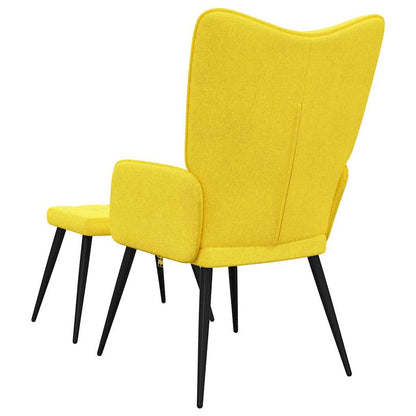 Sedia Relax con Sgabello Giallo Senape in Tessuto - homemem39