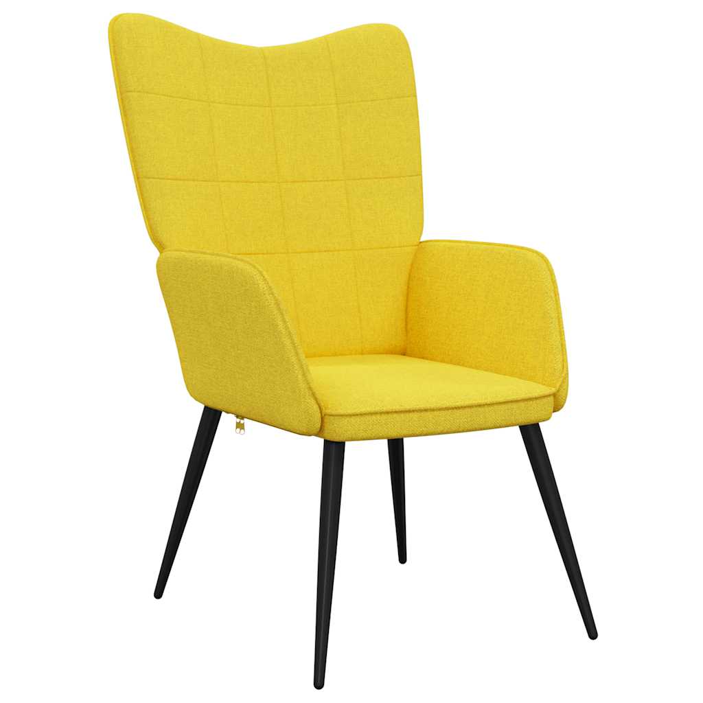 Sedia Relax con Sgabello Giallo Senape in Tessuto - homemem39