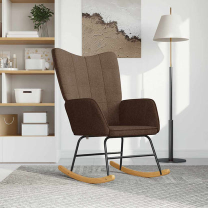 Sedia a Dondolo Marrone in Tessuto